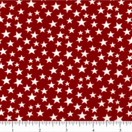 108" quilt backings with white stars on red