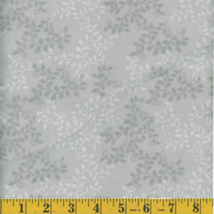 108" Light Gray Flannel Leaves