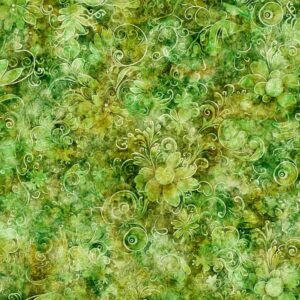 108" Queen Gardens Yellow Green