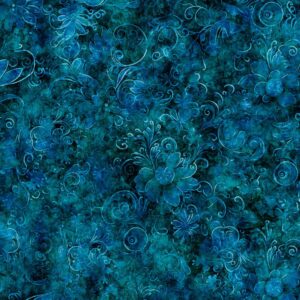 108" Queen Gardens Dark Navy and Medium Teal