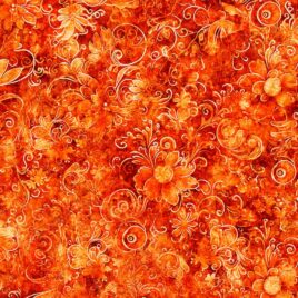 108″ Queen Gardens Dark Orange and Yellow