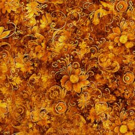 108″ Queen Gardens Dark Brown and Gold