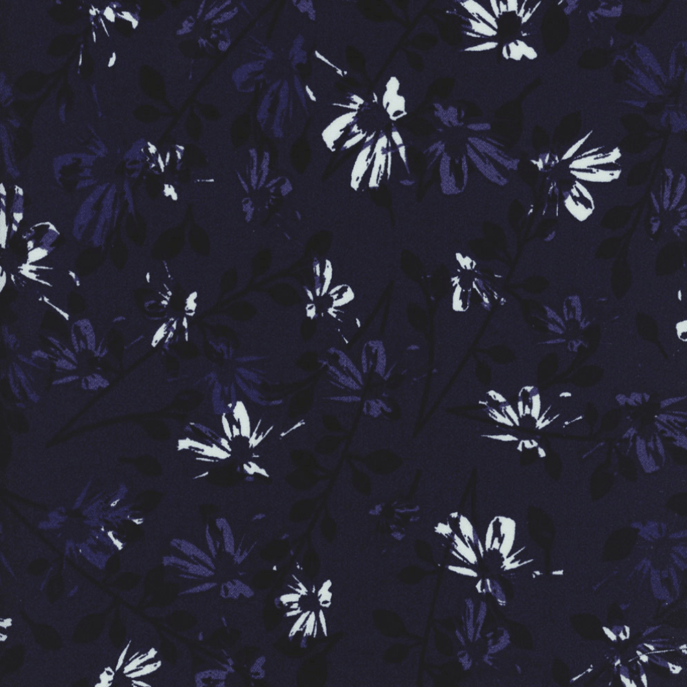 108" Flowers on Navy Flannel